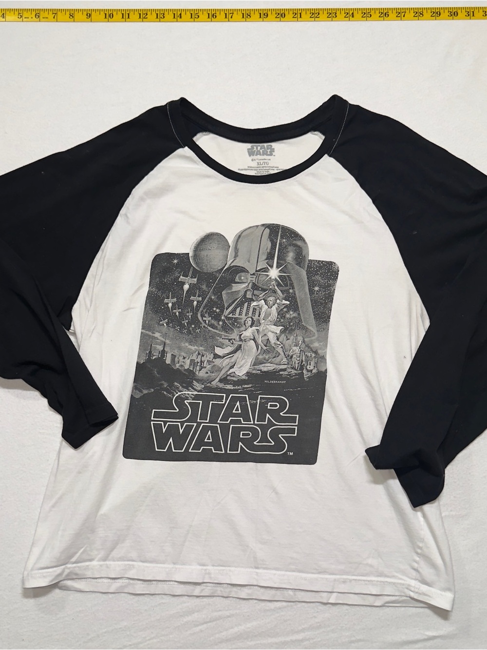 Star Wars Black and White Raglan Graphic Long Sleeve Tee